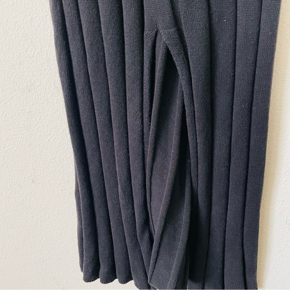 DISSH MEDIUM Emery black ribbed linen blend slit back maxi knit dress - Picture 8 of 9